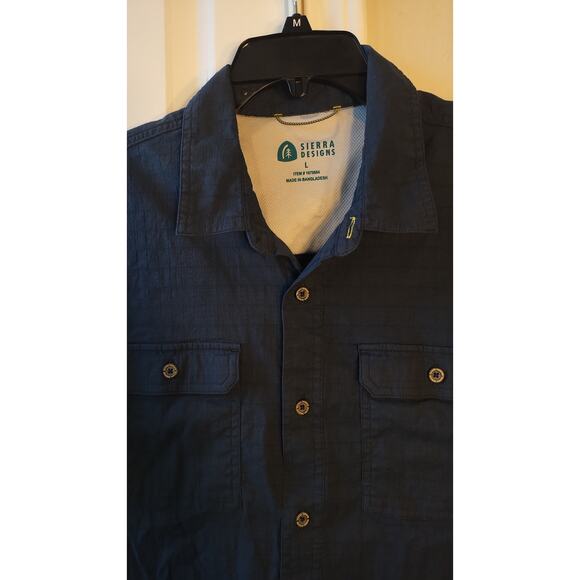 Sierra Designs Short Sleeve Button Up Shirt Men Large Blue. - Picture 2 of 12